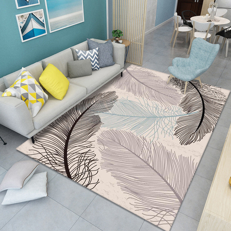 Yellow Feather Carpet Polyester Modern Carpet Stain Resistant Carpet for Living Room