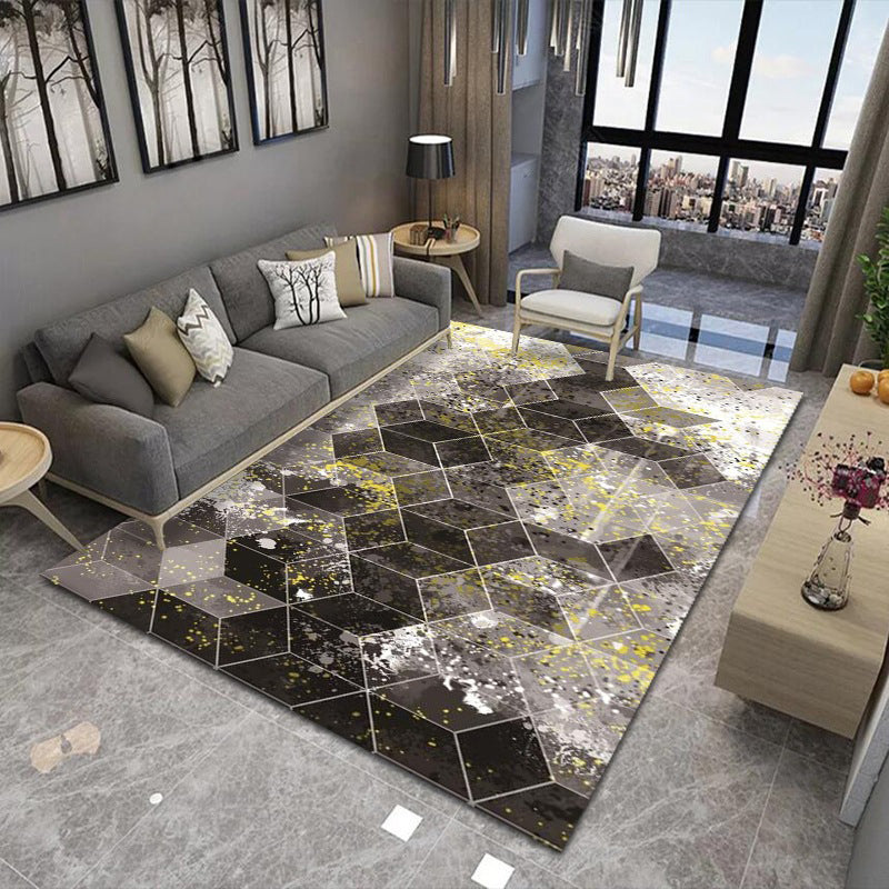 Stylish Modern Area Carpet Geometric Print Polyester Area Rug Stain Resistant Rug for Living Room