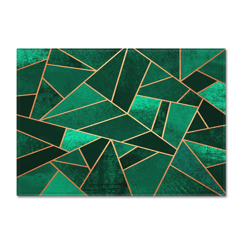 Chic Green Modern Rug Geometric Pattern Polyester Area Rug Non-Slip Backing Carpet for Living Room