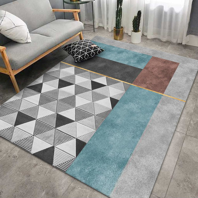 Gold Striped Rug Polyester Casual Indoor Rug Stain Resistant Rug for Living Room