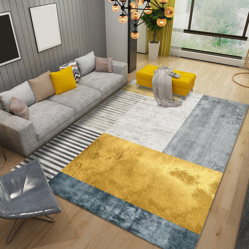 Orange Modern Carpet Polyester Striped Carpet Non-Slip Backing Carpet for Home Decor