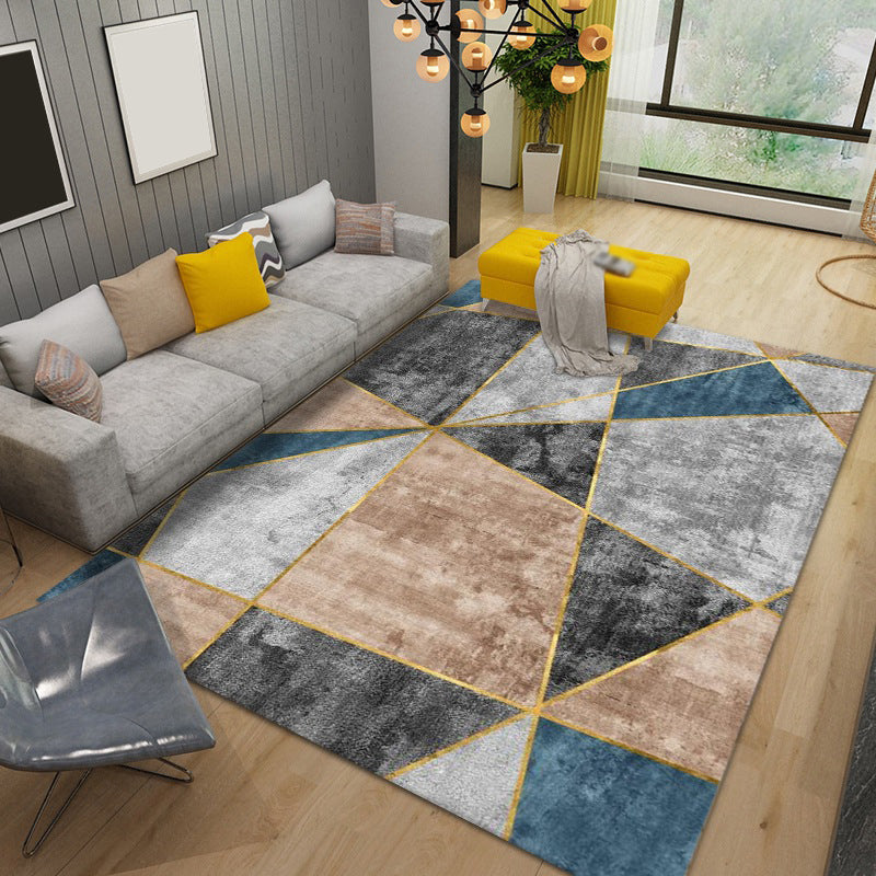 Orange Modern Carpet Polyester Striped Carpet Non-Slip Backing Carpet for Home Decor