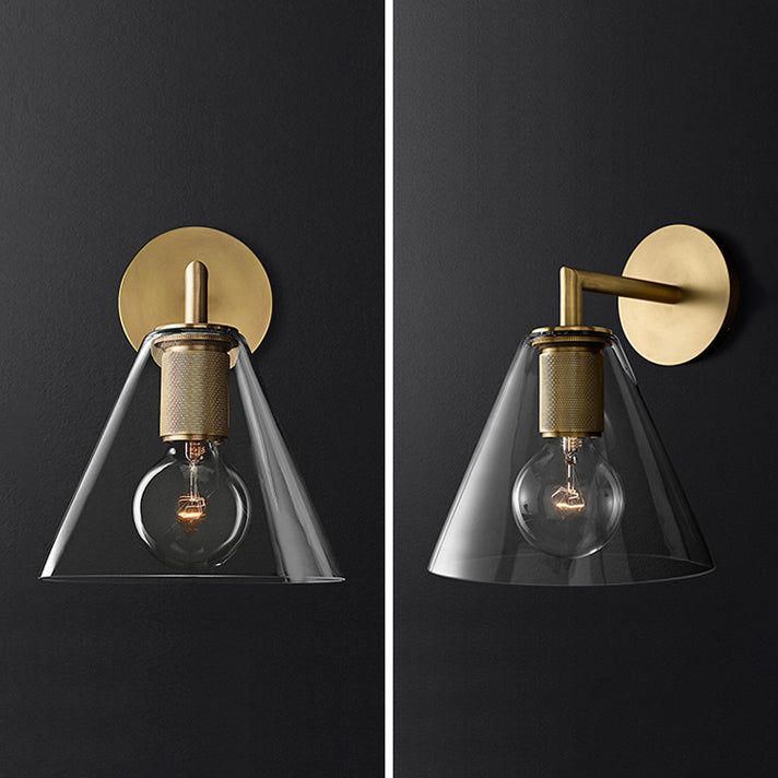 1 Light Wall Light Industrial Style Cone Shade Glass Wall Light Sconce