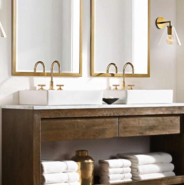 1 Light Wall Light Industrial Style Cone Shade Glass Wall Light Sconce