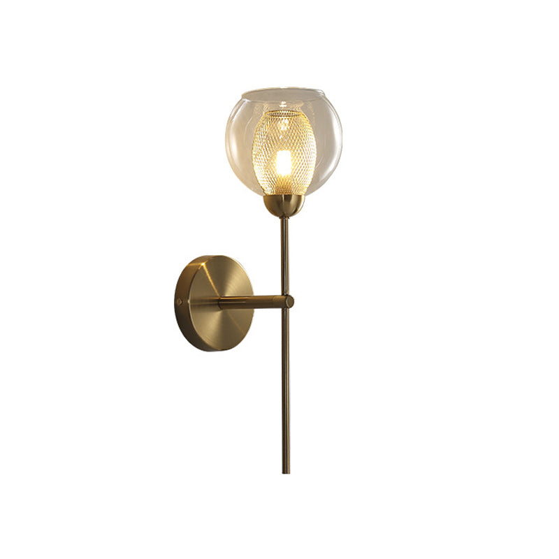 1-Light Round Shade Modern Simple Glass Wall Lighting Fixtures in Gold