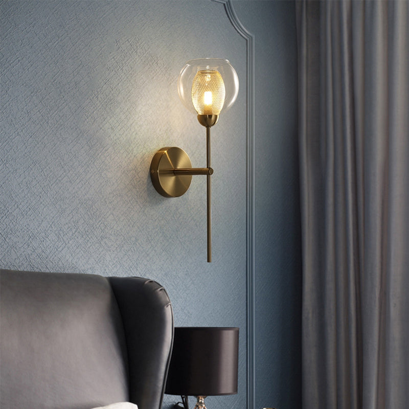 1-Light Round Shade Modern Simple Glass Wall Lighting Fixtures in Gold