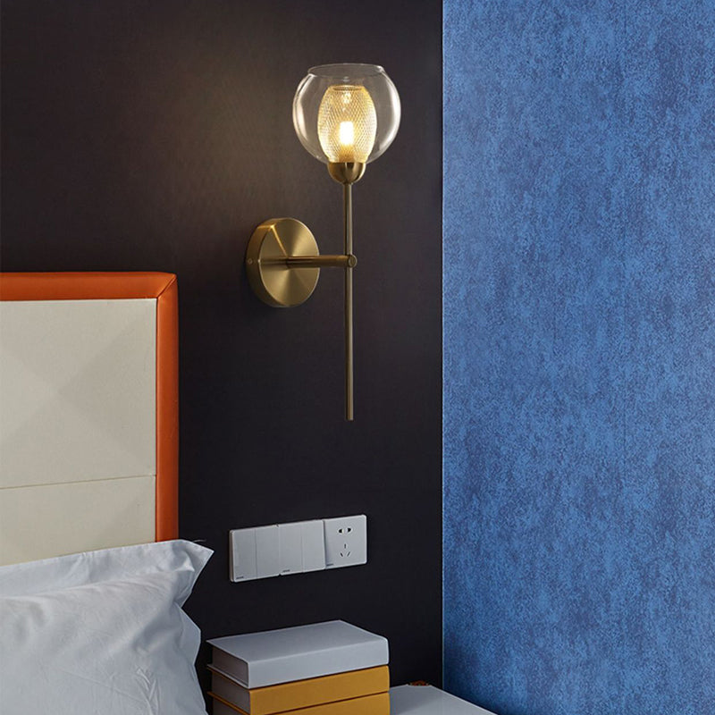 1-Light Round Shade Modern Simple Glass Wall Lighting Fixtures in Gold