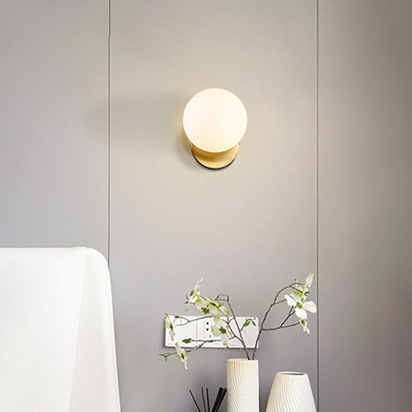 1-Light Round ShadeModern Simple Style Glass Wall Lighting Fixtures in Brass
