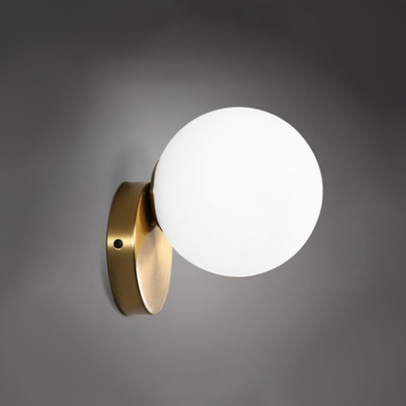 1-Light Round ShadeModern Simple Style Glass Wall Lighting Fixtures in Brass