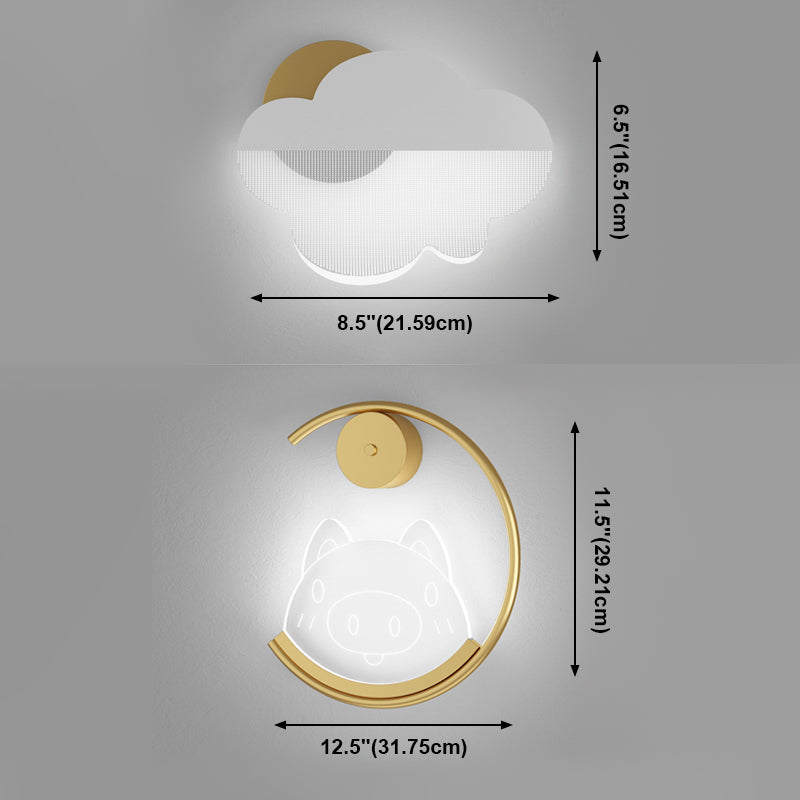 1 Light Sconce Modern Wall Lights Metal Sconce Light in Gold and White