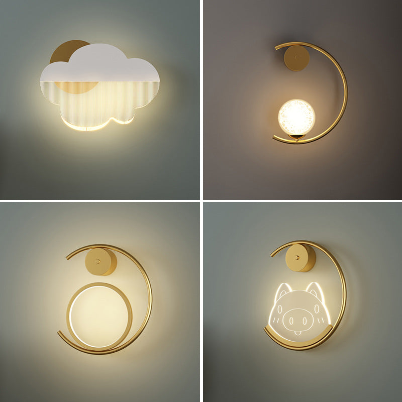 1 Light Sconce Modern Wall Lights Metal Sconce Light in Gold and White