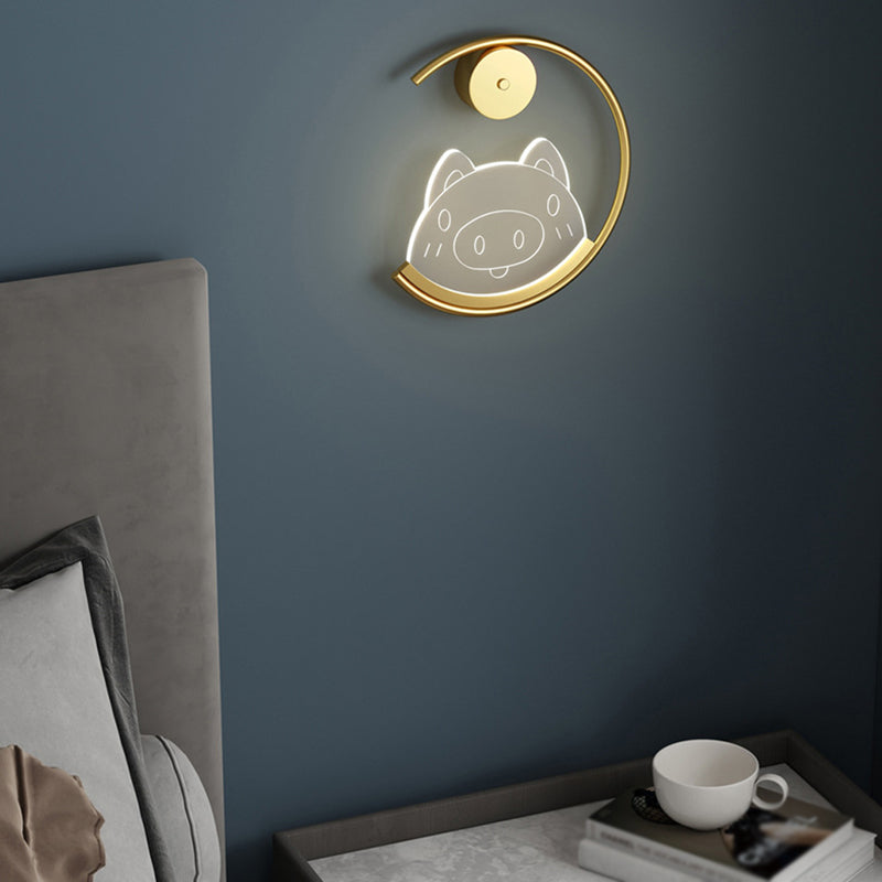 1 Light Sconce Modern Wall Lights Metal Sconce Light in Gold and White