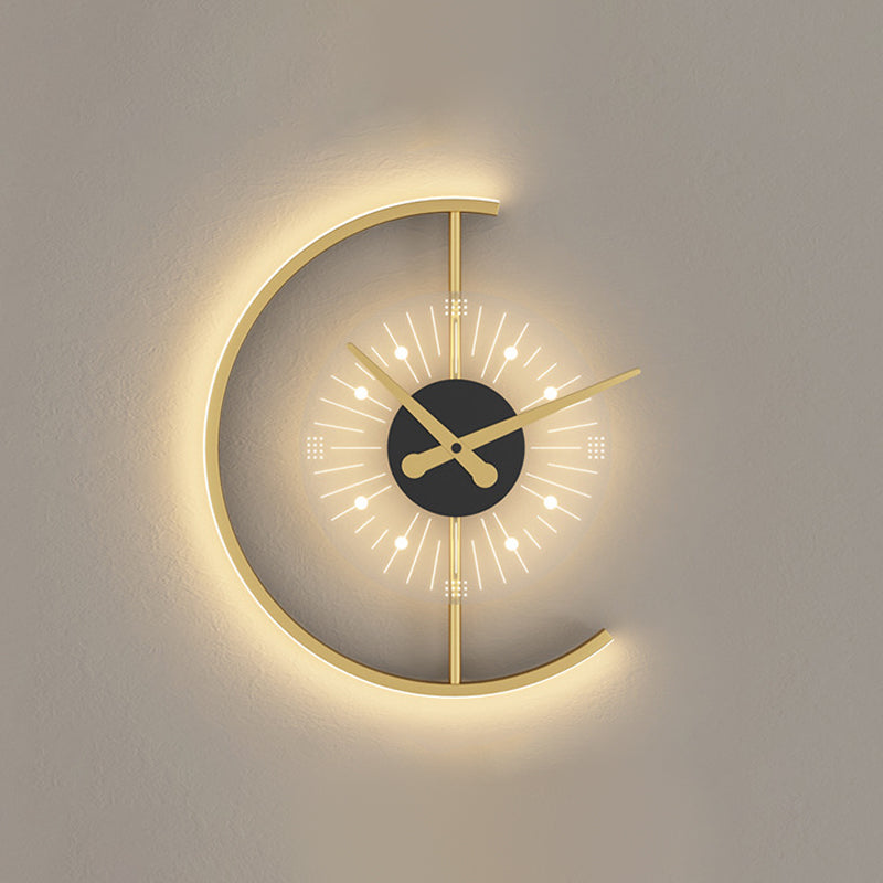 Approchons muraux d'horloge Lights Wall Modern Metal 1 Lumière Lumière d'éclairage en or