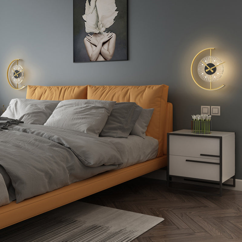 Approchons muraux d'horloge Lights Wall Modern Metal 1 Lumière Lumière d'éclairage en or