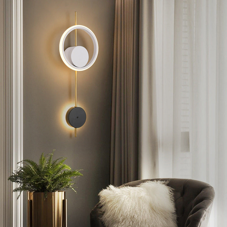 Circle Wall Sconce Lights Lampada da parete moderna Metal 2 Prontoni con pareti leggeri in bianco e nero