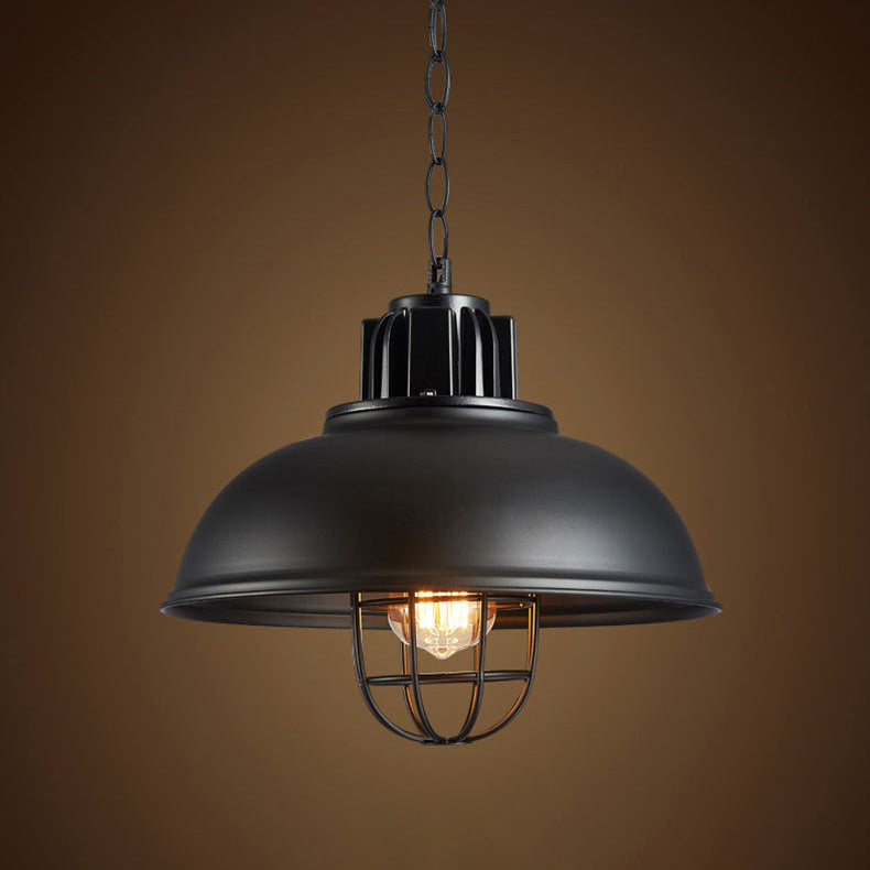 Dome-Shaped 1-Light Industrial Metal Pendant Light Hanging Ceiling Light