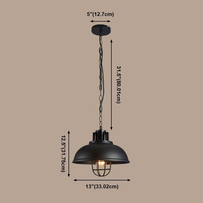 Dome-Shaped 1-Light Industrial Metal Pendant Light Hanging Ceiling Light