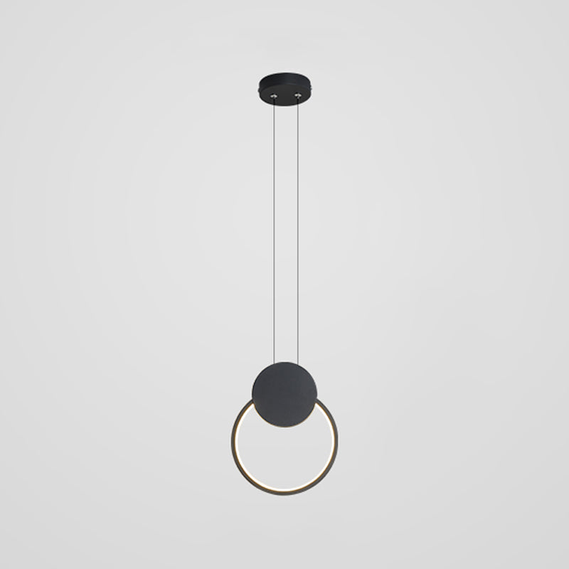 Luz de techo colgante de anillo Ligera colgante moderna Candelera de orbe de metal en acabado negro