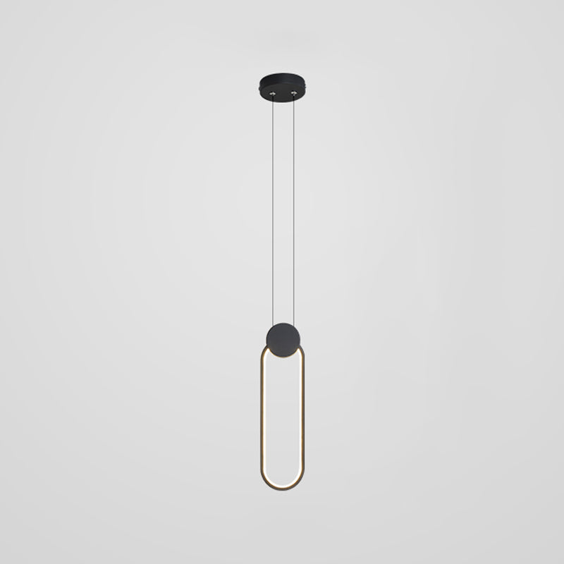 Luz de techo colgante de anillo Ligera colgante moderna Candelera de orbe de metal en acabado negro