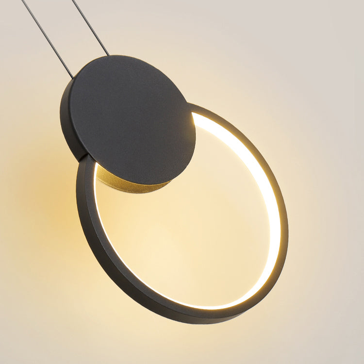 Luz de techo colgante de anillo Ligera colgante moderna Candelera de orbe de metal en acabado negro