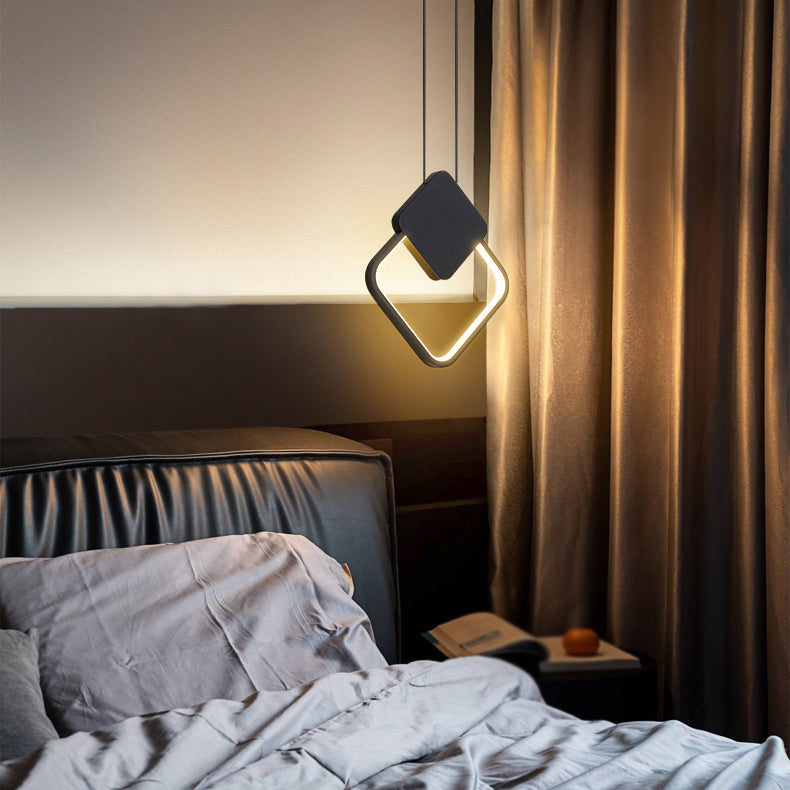 Luz de techo colgante de anillo Ligera colgante moderna Candelera de orbe de metal en acabado negro