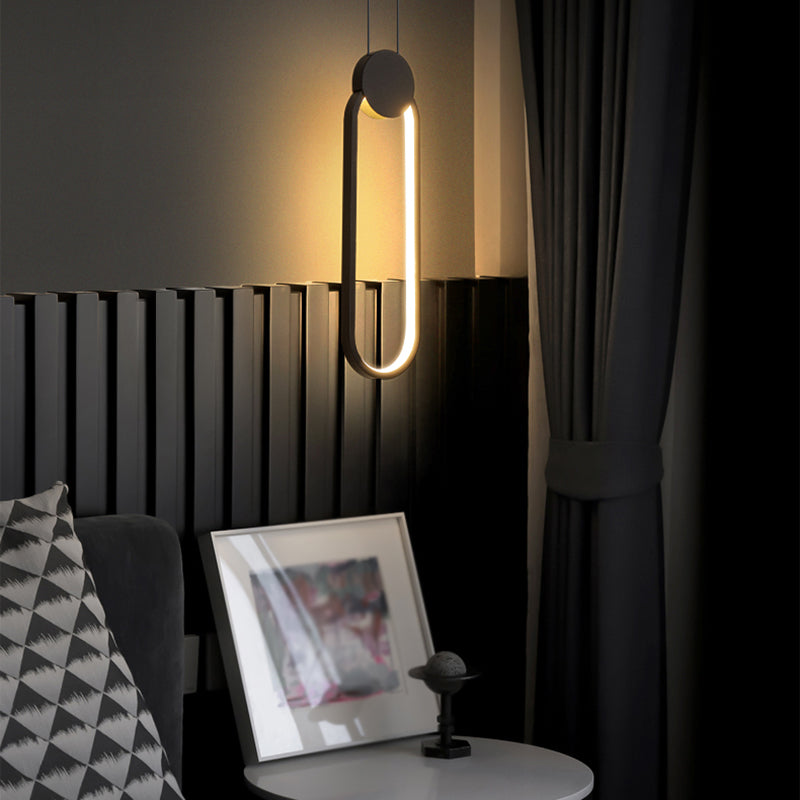 Luz de techo colgante de anillo Ligera colgante moderna Candelera de orbe de metal en acabado negro