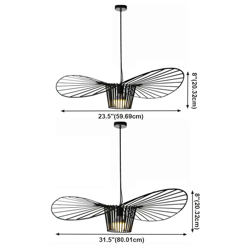 Pendants contemporains, luminaire suspendu de paille en métal moderne 1-Light