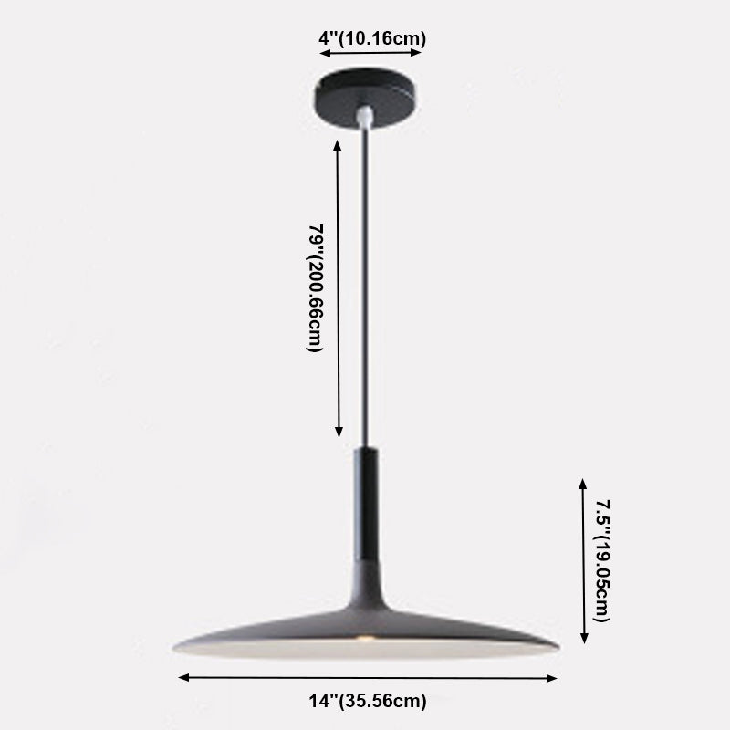Pendante intérieure minimaliste, éclairage pendentif en métal plat macaron à 1 lumière