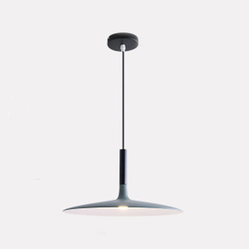 Pendante intérieure minimaliste, éclairage pendentif en métal plat macaron à 1 lumière