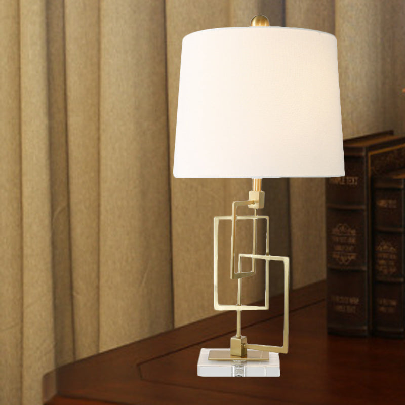 Modernist 1 Bulb Task Lighting White Barrel Reading Book Light with Fabric Shade