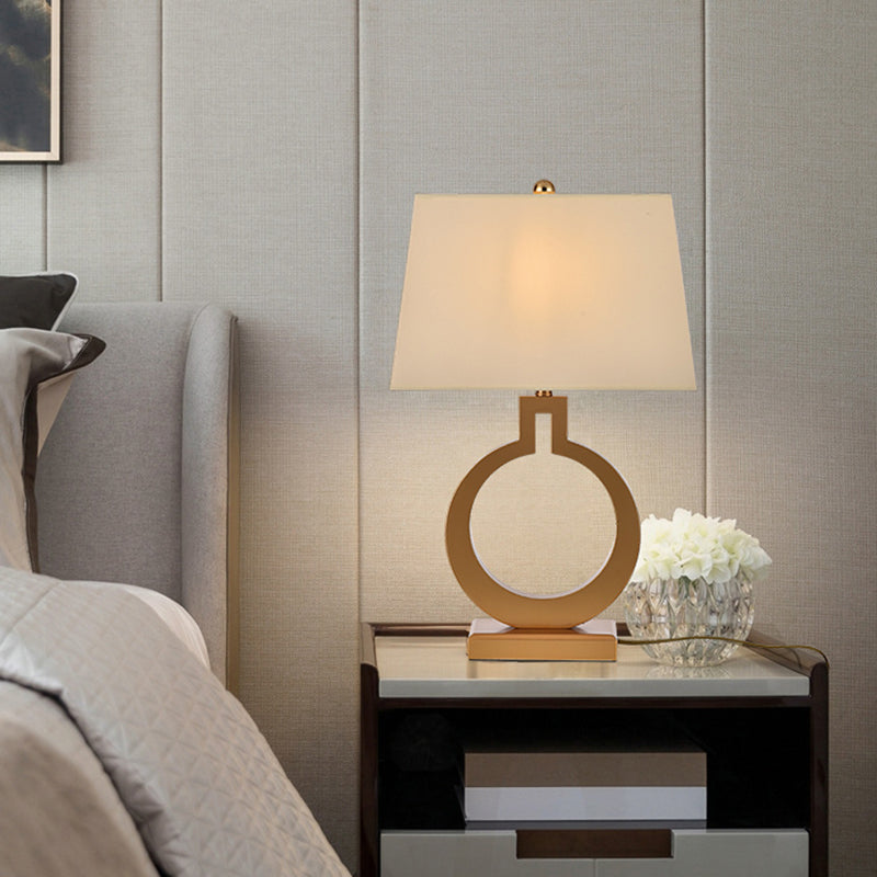 Pagoda Table Lamp Contemporary Fabric 1 Bulb Task Lighting in Gold for Living Room