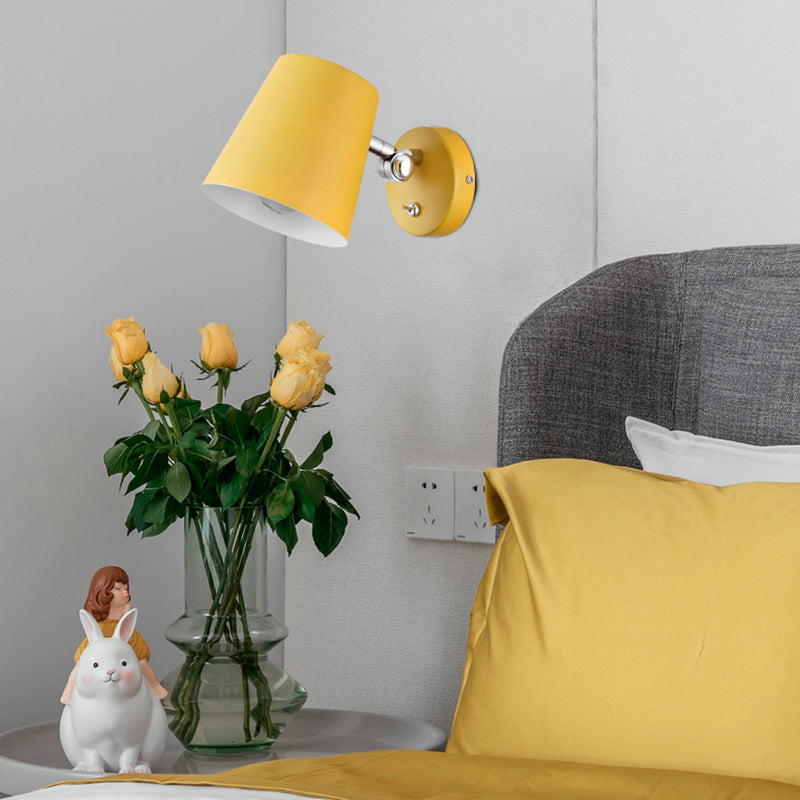 Conical Wall SCONCE Licht Macaron Metallic 1 lichtroze/geel/blauwe wandlamp voor balkon, 5 "W