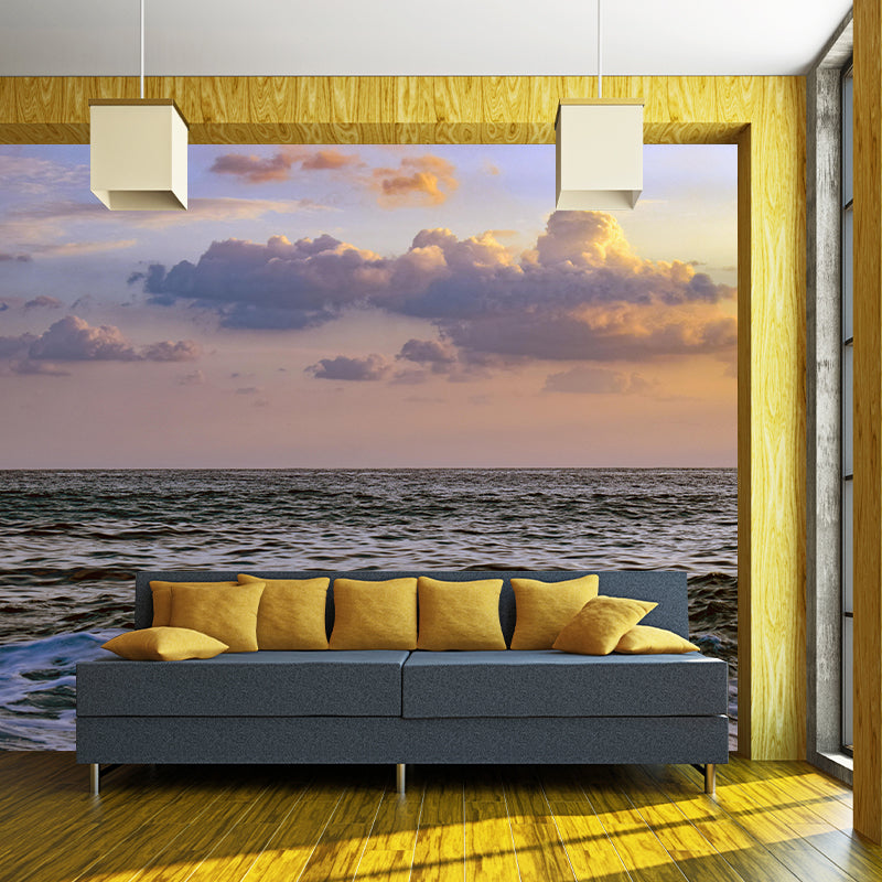 Horizontal Photography Sea Wall Mural Contemporary Wall Decoration for Bathroom