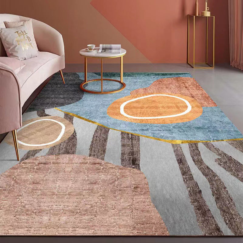 Orange Modern Carpet Polyester Striped Carpet Washable Carpet for Living Room