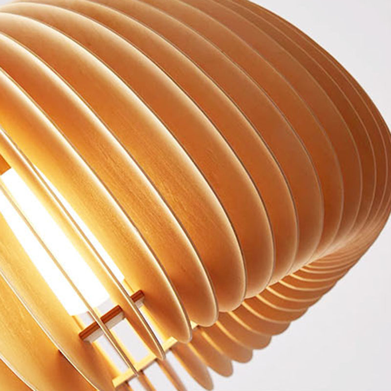 1 Light Pumpkin Shape Wooden Pendant Light Nordic Style Living Room Hanging Lamp Fixture