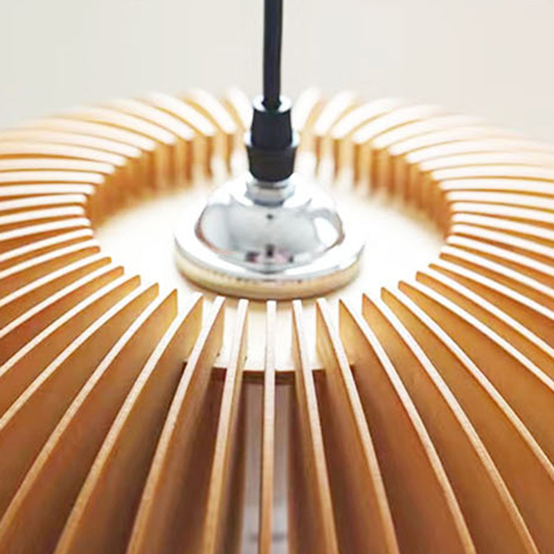 1 Light Pumpkin Shape Wooden Pendant Light Nordic Style Living Room Hanging Lamp Fixture