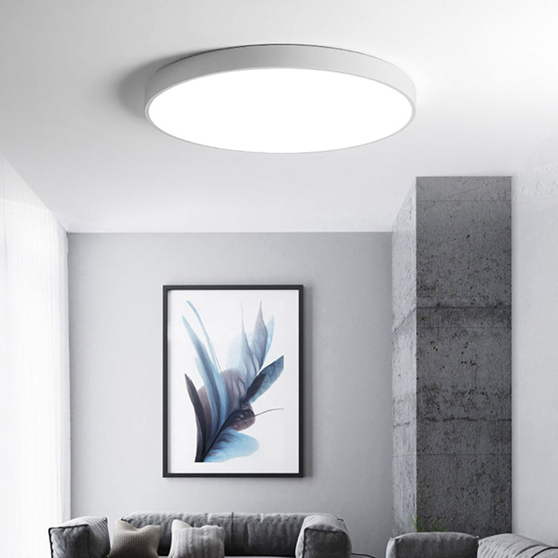 White Ceiling Light Modern 1 Light Flush Mount Ceiling Fixture for Living Room