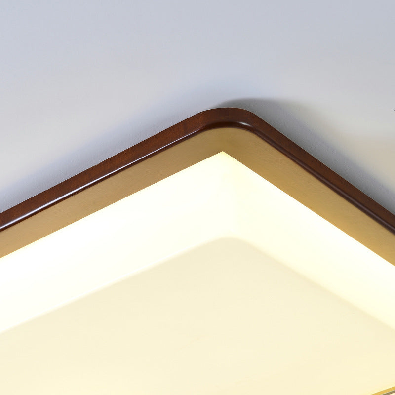 Plafonnier de style chinois en bois 1 lumière LED plafonnier encastré