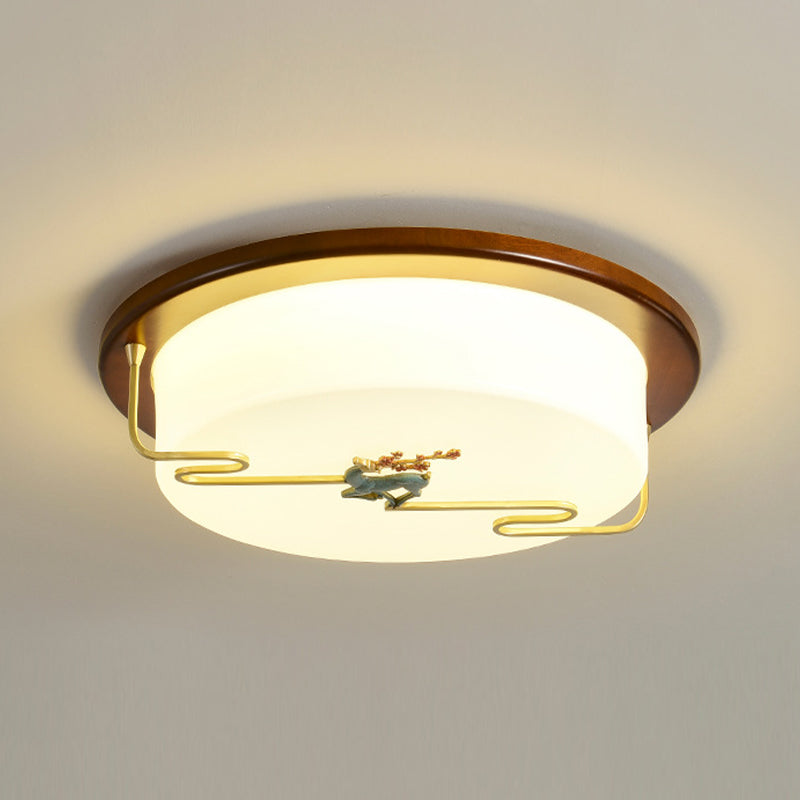 Plafonnier de style chinois en bois 1 lumière LED plafonnier encastré