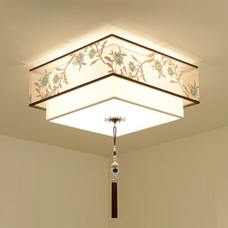 4/5/6 Head Light Fixtures Asia Style Fabric Flush Light for Living Room Dinning Room