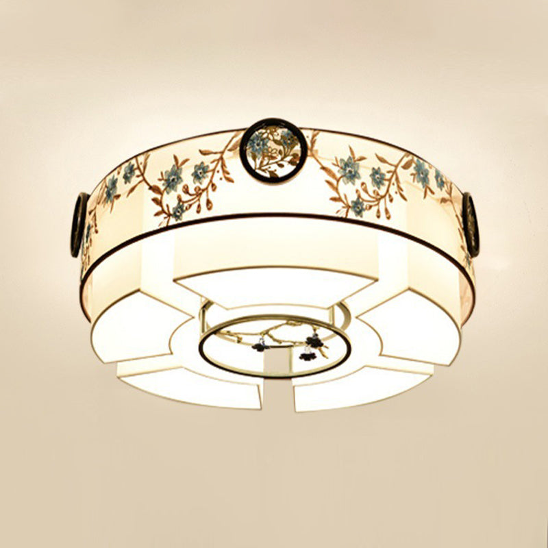 4/5/6 Head Light Fixtures Asia Style Fabric Flush Light for Living Room Dinning Room