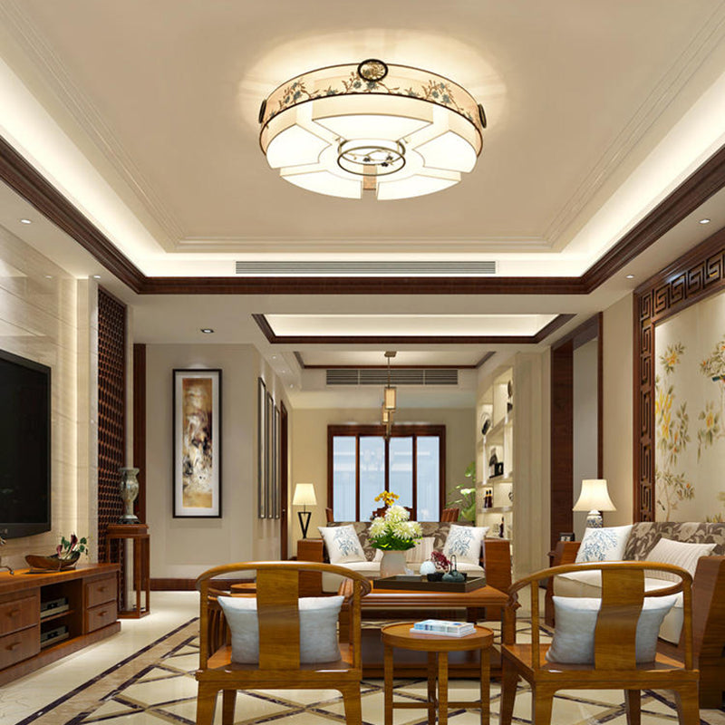 4/5/6 Head Light Fixtures Asia Style Fabric Flush Light for Living Room Dinning Room