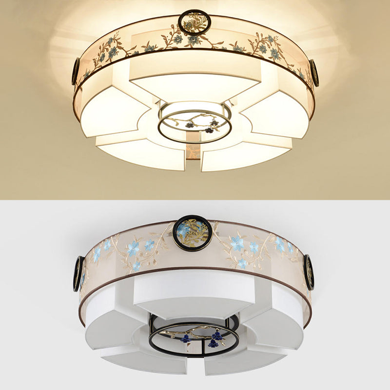 4/5/6 Head Light Fixtures Asia Style Fabric Flush Light for Living Room Dinning Room