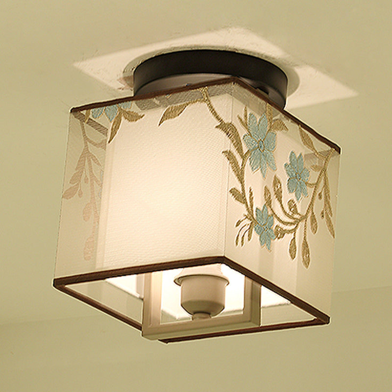 Multi-head Light Fixtures Asia Style Fabric Flush Light for Living Room