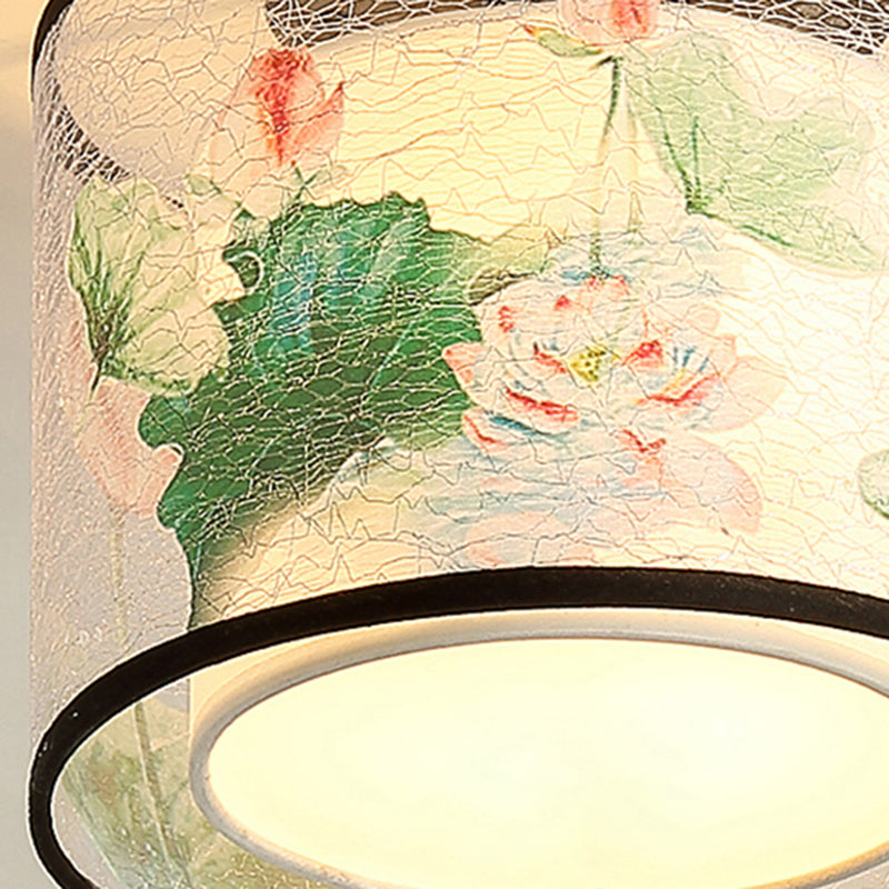 Fabric Light Fixtures Asia Style Fabric Flush Light for Living Room Dinning Room