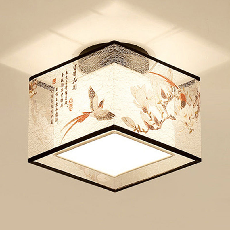 Fabric Light Fixtures Asia Style Fabric Flush Light for Living Room Dinning Room
