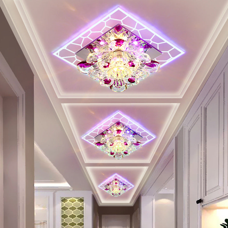 Modern Style LED Crystal Ceiling Light Mini Hallway Corridors Ceiling Light with Hole 2-4.3'' Dia