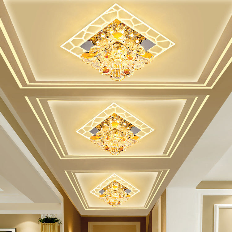 Modern Style LED Crystal Ceiling Light Mini Hallway Corridors Ceiling Light with Hole 2-4.3'' Dia