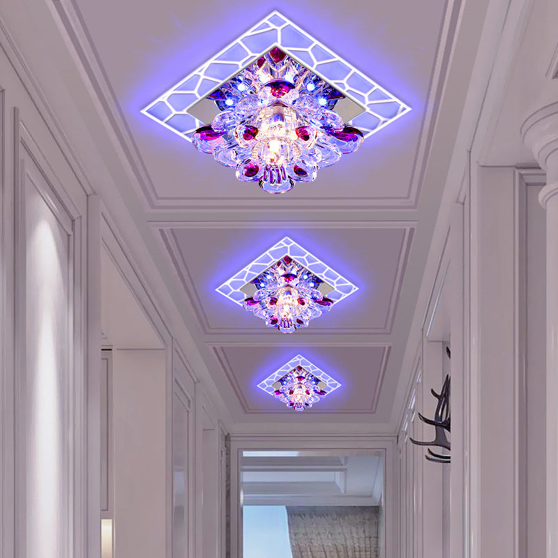 Modern Style LED Crystal Ceiling Light Mini Hallway Corridors Ceiling Light with Hole 2-4.3'' Dia
