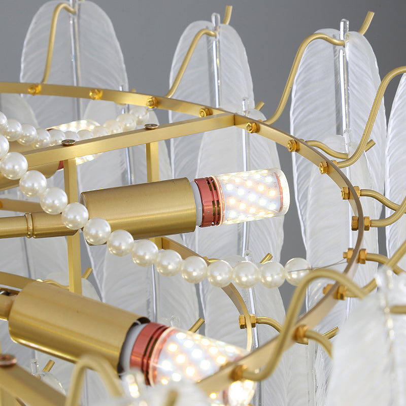 Luminaire de lustre en plumes